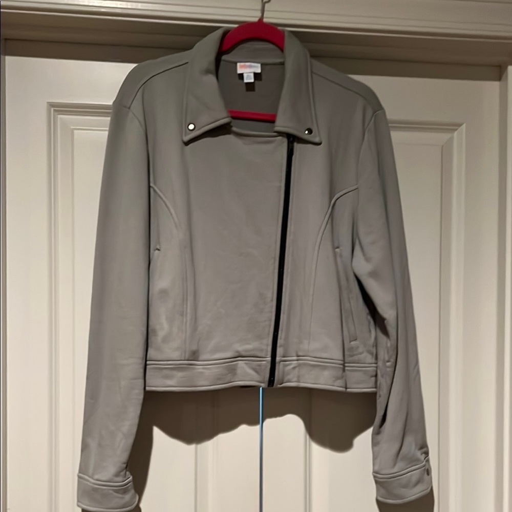 LuLaRoe Gray Moto Jacket Asymmetrical Design XL never worn